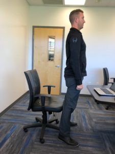 Briefcase chair squat standing